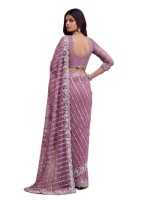 Sari élégant en tulle violet avec broderie argentée, séchage rapide, toutes saisons, pour mariage et soirée, longueur ras du sol, coupe classique, pour femme, style Bollywood