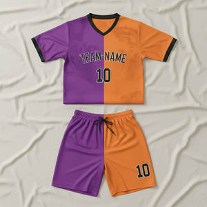 Ensemble de maillots de foot sublimés personnalisés avec nom d'équipe, respirant, séchage rapide, antibactérien, manches courtes, col rond - Product Image 1