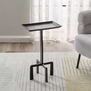 Mesa Consola con Pedestal de Metal Artesanal de 16x10 Pulgadas, Diseño Industrial, Base Estable, Mueble para Sala de Estar - Product Image 3