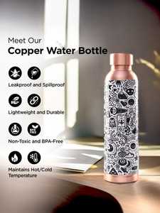 Bouteille d'eau en cuivre à motif de dessin animé, double paroi isolée, portable, pour les voyages - Product Image 1