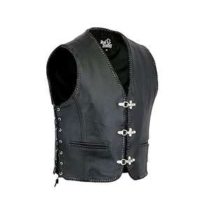 Chaleco de cuero negro para hombre, estilo motociclista, sin mangas, para club, tallas S a 3XL - Product Image 1