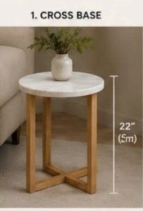 Mesa Auxiliar Redonda Moderna y Ecológica con Tapa de Mármol y Patas de Metal, Muebles para Sala de Estar al Aire Libre - Product Image 6