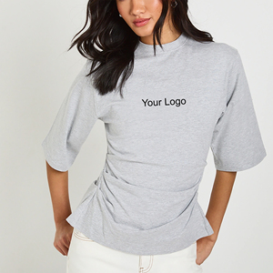 Camiseta de Mujer de Manga Corta con Cuello Redondo, Estilo Urbano, Logotipo Bordado Personalizado, Transpirable, 100% Algodón, para Verano, Gran Venta - Product Image 1