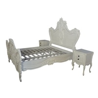 Louise Philippe Holzbett-Set Handgeschnitztes Kingsize-Bett und Queensize-Bettgestell mit Nachttisch im Französischen Stil Schlafzimmermöbel