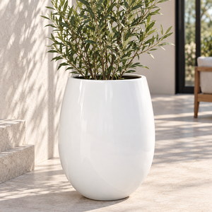 Maceta de Fibra de Vidrio Personalizada con Patrón Artístico de Piedra, Jardinera Moderna con Pedestal para Proyectos Comerciales al Aire Libre - Product Image 4