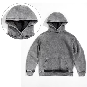 Sweat-shirts à capuche pour hommes en molleton bouclette 100% coton, design élégant, effet délavé, respirants, collection automne, avec logo de marque, service OEM, meilleures ventes - Product Image 5