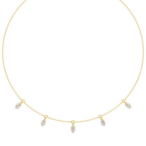 Five Geometric Charm Diamond <b>Necklace</b> with <b>Delicate</b> Hanging Frame Motif Design - Product Image 1