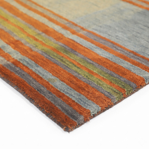 Rust Orange Grey Geometric Pattern 100% New Zealand Wool <b>Rug</b> Hand Tufted Non-Slip Washable for Living Room Bedroom Hotel Use - Product Image 6