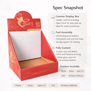 Caja <span class=keywords><strong>de</strong></span> Exhibición <span class=keywords><strong>de</strong></span> Cartón Corrugado Personalizada con Tarjeta <span class=keywords><strong>de</strong></span> Encabezado y Fondo Encastrable, Venta al Por Mayor Directa <span class=keywords><strong>de</strong></span> Fábrica, CMYK Pantone - Product Image 2