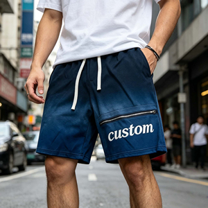 Custom Logo <b>Men's</b> Casual <b>Shorts</b> Cotton Fleece Sweat <b>shorts</b> <b>with</b> <b>Zipper</b> <b>Pockets</b> Drawstring Street wear Sports <b>Shorts</b> - Product Image 1