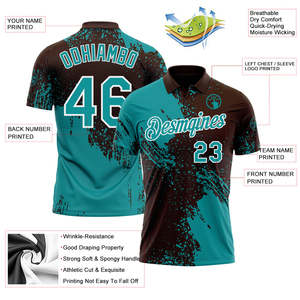 Maillot de baseball sublimé en gros pour homme, polo en polyester à manches courtes, impression du nom de l'équipe, respirant, coupe classique, haut pour adulte - Product Image 3