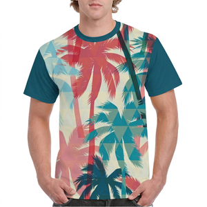 Men's Short Sleeve Tropical Palm <b>Tree</b> Print T-Shirt Regular Fit Casual O-Neck 100% Polyester Knitted Breathable Design - Product Image 6