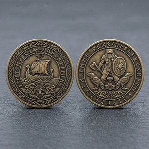 Pièce de monnaie commémorative médiévale viking OEM |   Laiton antique gravé sur mesure en alliage de zinc |   Reproductions de souvenirs historiques en gros - Product Image 4