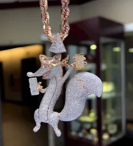 Colgante de Ardilla de Dibujos Animados con Moissanita, Amuleto de Animal Estilo Hip Hop, Plata de Ley 925, Joyería de Lujo, Diamante Tishya, para Mujer - Product Image 5