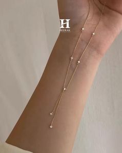 Collar Lariat de Oro de 18K con Diamantes para Mujer, Collar en Forma de Y con Colgante de Plata de Ley 925 - Product Image 1