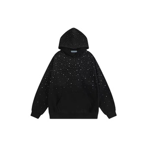 Sudadera con Capucha de Diamantes de Imitación, Diseño de Cielo Estrellado y Galaxia con Degradado, Adornos Brillantes, Sudadera Casual de Invierno para Hombre y Mujer, 100% - Product Image 1