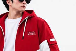 Veste à capuche zippée pour homme, couleur rouge, style streetwear décontracté, manches longues, respirante, en polyester, coupe régulière, coupe-vent pour l'hiver - Product Image 2