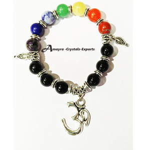 Pulsera de Obsidiana Negra con Amuleto Ohm, Joyería de Ágata al por Mayor, Compre en Línea en Amayra Crystals Exports - Product Image 6