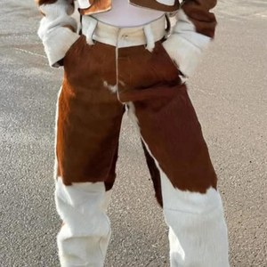 Pantalones de Cuero Vacuno con Pelo Natural para Hombre, Duraderos, Estilo Vaquero, Biker, Occidental, Atuendo Elegante - Product Image 3