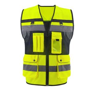 Gilets de sécurité réfléchissants imperméables pour hommes et femmes, classe 2 ANSI, EN ISO 20471 classe 2, haute visibilité, tissu en maille, poches, travail - Product Image 1