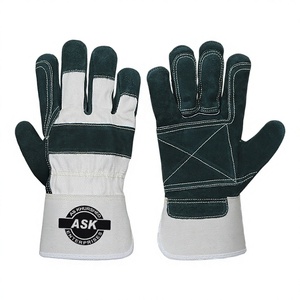 Gants de travail en coton fendu de vache noire de qualité supérieure Protection de la manchette de sécurité pour le jardinage et l'aménagement paysager en plein air - Product Image 1