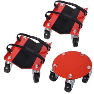 Carrello per motoslitta pesante da 1500 libbre con ruote girevoli da 2.5 \ "con scivolo a V e cuscinetto in gomma per protezione da sci colore rosso - Product Image 2
