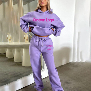 Conjunto de 2 Piezas Personalizado y Popular: Sudadera Holgada de Algodón Grueso de 360 g/m² y Pantalones Largos Holgados para Mujer, Traje Deportivo de Invierno - Product Image 2