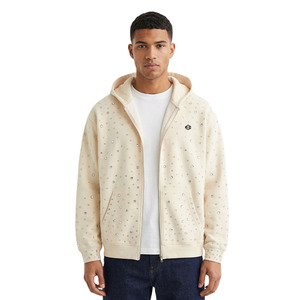 เสื้อฮู้ดซิปประดับเพชรเต็มตัว ผู้ชาย ผ้าฝ้ายฟลีซ สตรีทแวร์ โลโก้สั่งทำได้ เสื้อฮู้ดซิปทรงโอเวอร์ไซส์ สวมใส่สบาย แต่งดีเทลวิบวับ รับผลิตแบบ OEM - Product Image 1