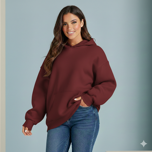 Sudadera Extra Grande para Mujer, Informal, de Invierno, con Capucha, Forro Polar Suave, Manga Larga, Corte Holgado, Estilo Urbano Moderno, Logotipo Frontal, 100% Algodón - Product Image 3