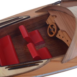 เรือเร็วขนาดเล็กแบบจำลอง งานฝีมือไม้ซีดาร์ ทาสีตกแต่งบ้านสไตล์ทะเล ของขวัญทางทะเล ขนาด 40.64 ซม. - Product Image 5