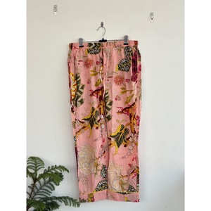 Floral Print 100% Cotton Bohemian V-neck Pajama Set Long Sleeve Regular Fit <b>Elastic</b> Waist Eco-Friendly Daily Casual Wear All - Product Image 3