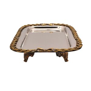 Plateau en métal plaqué de luxe, plateau de service décoratif pour la restauration, la maison, le restaurant, l'hôtel, les mariages, fournisseur en gros pour l'exportation - Product Image 1