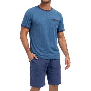 Nuevo Conjunto de Camiseta y Pantalones Cortos de Verano para Hombre, Estilo Moderno, Color Sólido, Cuello Redondo, Manga Corta, Poliéster/Spandex Ecológico, Personalizable - Product Image 1