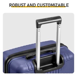 Navy Blue 24-Inch PP Trolley Case with Non-TSA Customs <b>Lock</b> Single <b>Suitcase</b> - Product Image 6