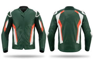 แจ็คเก็ตมอเตอร์ไซค์หนังแท้สีพื้นเรียบ พร้อมแผ่นสะท้อนแสงเพื่อความปลอดภัย  ใส่สบาย  รับสกรีนโลโก้ตามสั่ง - Product Image 2