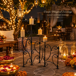 Vinita Impex VI-15 Luxury Handmade Wrought Iron 5-Arm Multi-Level <b>Candelabra</b>-Durable Eco-Friendly Wedding & Birthday Home Decor - Product Image 2
