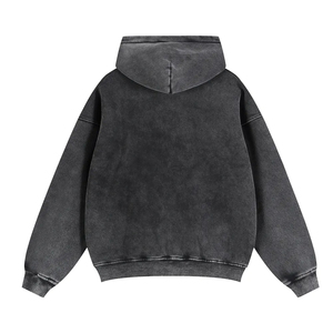 Ensemble tendance rétro personnalisé pour hommes et femmes : sweats à capuche et pantalons de survêtement zippés, délavés à l'acide, teints à la cire et effet usé - Product Image 2