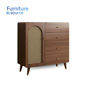 Meuble d'appoint moderne en MDF à grain de bois et mélamine pour salon, avec des étagères de rangement spacieuses pour une décoration élégante de la maison aux États-Unis - Product Image 1