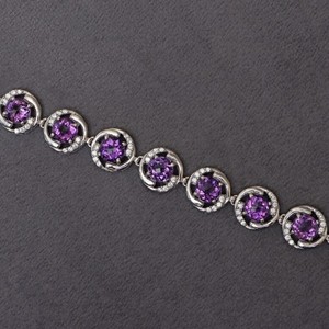 Natural Amethyst Stone Gold 925 Sterling Silver Purple Gemstone Jewelry Handmade Luxury <b>Charm</b> Bracelet Party Women's February - Product Image 1