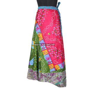 New Designer Pareo <b>Wrap</b> <b>Skirts</b> Rajasthani Jaipur Silk Sari Magic <b>Wrap</b> <b>Skirts</b> Indian Reversible Magic Sari Art Silk <b>Wrap</b> Around - Product Image 4