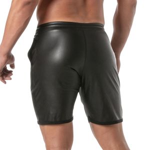 Shorts longs noirs style cuir pour homme, coupe ajustée, sexy, pour clubwear et soirée, bas de tenue tendance - Product Image 5