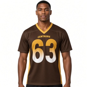 Maillot de football IOTA IPT All-Pro Centaurs marron doré pour homme, manches courtes, col en V, séchage rapide, 100% polyester, Fraternité grecque - Product Image 1