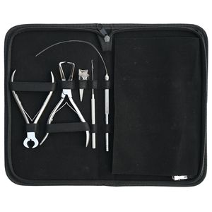Kit d'outils pour extensions capillaires : Dissolvant de micro-perles, Coupe-liaisons à la kératine, Crochets, Pinces à boucles, Ciseaux à doigts, Peigne, Aiguille, Ensemble d'accessoires - Product Image 5