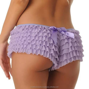 Femmes Plus Size Sexy Lace Ruffled Hot Shorts Vacation Beach Nightclub Streetwear Bloomers Casual Autumn Tiered Mesh Bowknot - Product Image 2