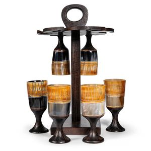 Verre à champagne artisanal en corne véritable, finition corne naturelle, style rustique/antique, décoratif, pour mariage, dîner, fête - Product Image 6