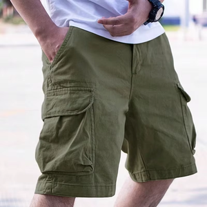 Pantalones Cortos Cargo Tácticos para Hombre, de Poliéster, Casuales, de Cintura Media, con Múltiples Bolsillos, Sólidos, Ecológicos, Bordados, para Verano - Product Image 1