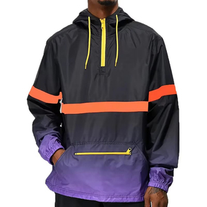 <b>Men's</b> Color Blocking Windproof <b>Half</b> <b>Zip</b> And Orange Stripe Streetwear Style Purple Black Yellow Details Coach <b>Jacket</b> For Sale - Product Image 1