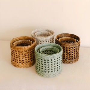 Macetas de Mimbre Tejido Abierto, Macetas Funcionales para Plantas, Accesorios de Jardín - Product Image 3