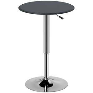 Tavolo da bistrot rotondo da 25 pollici con base in acciaio cromato ad altezza regolabile per cucina domestica e sala da pranzo Nero/Cromo - Product Image 1