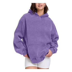 Custom <b>Polyester</b> Cotton Acid Washed Oversized French Terry Heavy Weight Vintage Unisex Pullover <b>Hoodie</b> with Pocket Winter Stone - Product Image 3